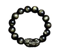 KRXSOBNV, Fashion Natural Gold Obsidian PiXiu Dragon Beads Powerful Bracelet,Obsidian bracelet