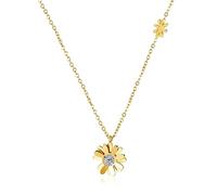 KRXSOBNV, Fashion simple and fresh summer small daisy flower rose gold stainless steel necklace for women,Necklaces(Gold)