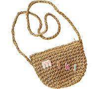 KRXSOBNV, Fashion Summer Children's Straw Woven Shoulder Bag Cute Girls Mini Beach Bags ，Women's Bags(Khaki)