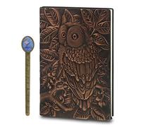 KRXSOBNV, Faux Leather Owl Embossed Bronze A5 Size Ruled Diary Travel Journal with Hardcover Lined Journal Diary Birthday Gift Tourist Souvenirs,Notebooks