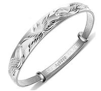 KRXSOBNV, Hand Carve Carp Adjustable Cuff Bangle Friendship Bracelet Ladies Silver Jewellery Birthday Gifts For Sisters Friend Couples,Bracelets