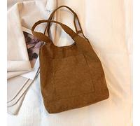 KRXSOBNV, High Capacity Women Corduroy Tote Lady Casual Shoulder Bag Foldable Reusable Shopping Beach Striped Cluth Soft Crossbody ，Women's Bags(Brown)