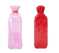 KRXSOBNV, Hot Water Bottles, PVC Water Bag with Knit Cover Suitable for Christmas/Birthday Gift Reusable Portable Hot Water-Filled Hot Water Bottle,Hot Water Bag(Roze)