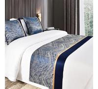 KRXSOBNV, Hotel Bed Runners For King Size Home Decoration Towel Bedding Scarf Mountains And Rivers Jacquard Protection Spread Cover Scarves,Bed towel(Blue,50 * 180cm for 120cm Bed)