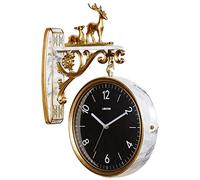 KRXSOBNV, Metal, Quiet, Easy Read Two Faces Retro Station Antique Hanging Clocks for Garden Home Indoor Outdoor Decoration beautiful,Double-sided wall clock
