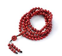 KRXSOBNV, Natural Cinnabar Beaded Bracelet 108 6Mm Buddha Beads Cinnabar Rosary Unisex Couple Good Luck Amulet, Rosary Bracelets