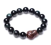 KRXSOBNV, Natural Rainbow Eye Obsidian Fox Bracelet Women,Obsidian bracelet