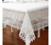 KRXSOBNV, Rectangle Embroidered Table Cover,Floral Macrame Pastoral Washable Wrinkle Round for Wedding Party Kitchen Dinning Decor,White Lace Tablecloth,Tablecloths(60x60cm(24x24inch))