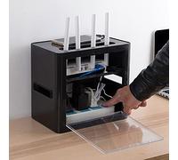 KRXSOBNV, Simple Socket and Power Cord Storage Box Double-layer Cable Management Box to Hide Wires Power Strips, ABS Material,WiFi Organiser(Black)