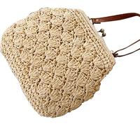 KRXSOBNV, Straw Bag Woven Shoulder Bag Retro Summer Beach Bags Knitted Crossbody Bags Rattan Messenger Bag For Ladies Vocation ，Women's Bags(Light Brown)