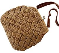KRXSOBNV, Straw Bag Woven Shoulder Bag Retro Summer Beach Bags Knitted Crossbody Bags Rattan Messenger Bag for Ladies Vocation ，Women's Bags(Dark Brown)