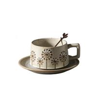 KRXSOBNV Teacup, Retro Stoneware Cup and Saucer(C)