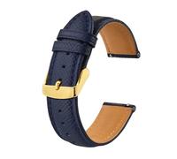 KRXSOBNV, Texture Leather Watch Bands For Men Women Watch Strap Quick Release Watchband Gold Buckle,Watch Strap(BlueGold,20mm)