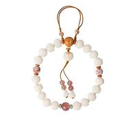 KRXSOBNV, White Jade Bodhi Lotus Hand String Bodhi Buddha Beads Rosary Beads for Men And Women with A Single Ring Bracelet (Color : Wit), Rosary Bracelets(Wit)