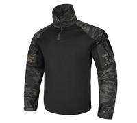 KRYDEX GEAR Combat Shirt G3 Tactical Shirt with Elbow Pads Rapid Assault Long Sleeve Shir (BKMC,XXL)