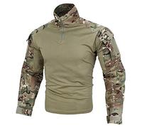 KRYDEX GEAR Combat Shirt G3 Tactical Shirt with Elbow Pads Rapid Assault Long Sleeve Shir (MC,XL)