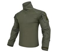 KRYDEX GEAR Combat Shirt G3 Tactical Shirt with Elbow Pads Rapid Assault Long Sleeve Shir (Ranger Green,L)