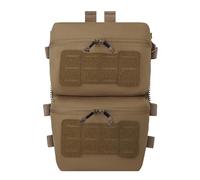 KRYDEX GEAR Tactical Back Panel Double Pouch Assault Zip On Modular Backpack for V5 Vest (Coyote Brown)