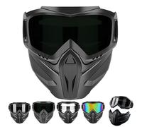 Kryilut Detachable Full Face Goggle Mask,Goggle Mask for Welding & Riding, Grass Cutting Goggles Mask, Anti-Fog Windproof Impact Resistant Face Protection Shield (Black)