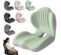 Kryilut Ergonomic Memory Foam Seat Cushion With Back Support, Office Chair Cushion For Back And Butt Comfort, High-Density Memory Foam L Shaped Cushion For Car, Office And Home Use (Green)