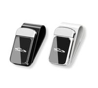 Kryloris Pack of 2 Glasses Holders for Car Sun Visor, Sunglasses Holder Black Silver with Stainless Steel Look Front Panel, Car Glasses Clip for Sunglasses, Tickets, Commuting, Travel and Interior
