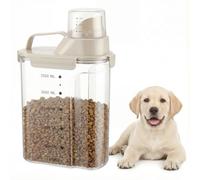 Kryndle Dog Food Storage Container, 2.5L Pet Food Storage Container with Airtight Lid, Portable Handle and Measuring Cup for Dry Kibble of Cats, Dogs, Birds (White)