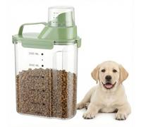 Kryndle Dog Food Storage Container, 2.5L Pet Food Storage Container with Airtight Lid, Portable Handle and Measuring Cup for Dry Kibble of Cats, Dogs, Birds (Green)