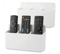 Kryndle Remote Control Holder, 2 Pack TV Remote Holder, 3 Adjustable Slots Remote Holder Wall Mounted, Ideal for Living Room and Nightstand Use (White)