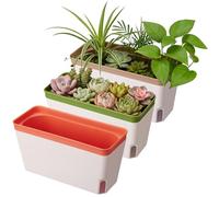 Kryndle Self Watering Plant Pots Indoor, 3 Pack Windowsill Herb Planter