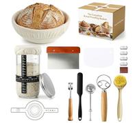 Kryndle Sourdough Starter Kit, 13PCS Bread Making Kit with Proofing Basket and 600ml Glass Fermentation Jar, Easy to Clean Sourdough Kit, Suitable for Baking Enthusiasts