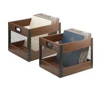 Kryntex Vinyl Record Storage Crate - Wooden LP Storage Box, Classic Cube Holds 60-80 Albums Per Box, Stackable Storage Units for 12-inch Vinyl Records(2 Pack)
