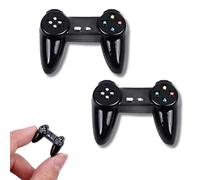 Kryoflare 2Pcs Dollhouse Miniature Game Controller, Black Wireless Gamepad Model, 1:12 Scale Decor Accessories