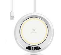 Kryolithm Coffee Mug Warmer, USB Cup Warmer with 3 Temperature Setting(55-75℃), Smart Touch Heated Coaster Electric Coffee Warmer for Desk 8H Auto Shut Off for Tea Milk Warmer Office Home (White)