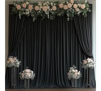 KRYOSYN 30x10FT Black Backdrop Curtains for Wedding Parties, Wrinkle Free Photo Backdrop Curtains for Wedding Birthday Party Baby Shower, Fabric Drape with Rod Pockets 5ft x 10ft, 6 Panels