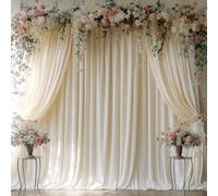 KRYOSYN 30x10FT Ivory Backdrop Curtains for Wedding Parties, Wrinkle Free Photo Backdrop Curtains for Wedding Birthday Party Baby Shower, Fabric Drape with Rod Pockets 5ft x 10ft, 6 Panels