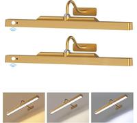 Kryoza Rechargeable Gallery Lights for Wall Brass- Motion Sensor Picture Light, 5000mAh Wireless and Dimmable 3CCT Art Light Over Frame, Paintings, Photos, Mirrors (2Pack)