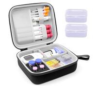Krypthos Diabetic Travel Case, Portable Diabetes Organizer for Glucose Meter, Blood Sugar Test Strip Kit, Insulin Pens, Flasks, Syringes, Lancing Aid and More with Adjustable