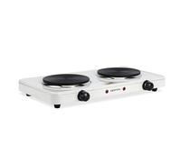 KRYPTON 2000W Double Hot Plate for Table Top Cooking | 2 Ring Hob with Cast Iron Heating Plates, Adjustable Temperature Knob | Lightweight & Portable Electric Hob for Home Camping & Caravan Cooking