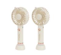 Krypton Rechargeable Mini Fan Personal Portable Fan & Led Light, Cream Pack Of 2