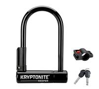 Kryptonite Keeper Mini-6 Bike U-Lock, Heavy Duty Anti-Theft Bicycle U Lock Sold Secure Silver, 12mm Shackle with Mounting Bracket and Keys for Bike,