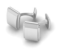 Krysaliis Sterling Silver Rectangle Edgy Gloss Cufflinks for Men - Luxury Men's Cuff Links With Elegant Gift Box - Crafted With .925 Sterling Silver - Suitable for All Occasions