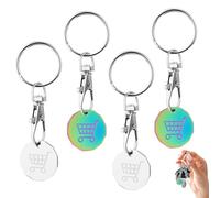 Krysel 4 Pack Reusable Trolley & Locker Tokens - UK £1 Coin Alternative with Keyring - Ideal for Shopping Carts & Gym Lockers