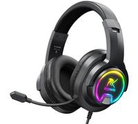 Krysenix PG3 Wired Gaming Headset for PC, PS5, PS4, Switch, 3.5mm Gaming Headphones with Noise-Cancelling Mic, Surround Sound, Gaming Headset with LED Lights, Ergonomic Comfort, Ink Black