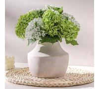 KRYSTHIA Ceramic Flower Vase, Decorative White Vase, Rustic Terracotta Vases for Home Decor, Farmhouse Vintage Vases for Living Room, Kitchen, Bedroom, Office, Coffee Table, 14CM