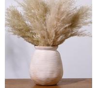 KRYSTHIA Ceramic Flower Vase, Large Decorative White Vase, Farmhouse Terracotta Vases for Home Decor, Rustic Vintage Vases for Living Room, Kitchen, Bedroom, Office, Coffee Table, 18CM