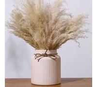 KRYSTHIA White Ceramic Vase, Decorative Flower Vase, Farmhouse Terracotta Vases for Home Decor, Rustic Vintage Vases for Living Room, Kitchen, Bedroom, Office, Coffee Table, 18CM