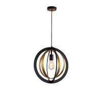 Krystin Single Light Ceiling Pendant In a Black And Satin Gold Finish