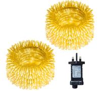 KRYVTHOS 180 Led String Lights Outdoor Indoor 2 Pack, Christams String Lights Waterproof 8 Modes & Timer, Fairy Lights Plug in for Bedroom, Weeding, Patio, Party, Holiday,Christmas Decor(Warm White)