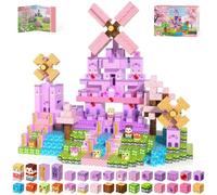 Kryzomat Magnetic Blocks 150PCS, Magnetic Building Blocks for Kids 3+, Pink Castle Toys Sets for Girls, Gift for Birthday Christmas