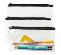 Kryzulax 3Pcs Clear Pencil Case for Exams,Transparent Pen Case,Waterproof PVC Pencil Pouch,Versatile Storage Bag for Stationery,Toiletries,Makeup,Travel & Office Supplies